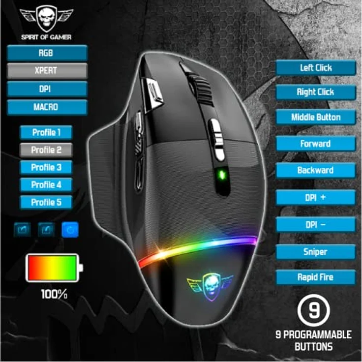 SOG XPERT-M800 Wireless (Kabellos), Maus, Schwarz – Bild 5