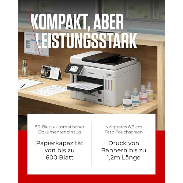 Canon MAXIFY GX 7150, 4-in-1 Tintenstrahl-Multifunktionsdrucker mit Duplexdruck, A4, 600 x 1200 DPI, Wi-Fi, schwarz – Bild 4