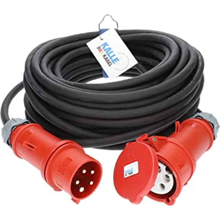 KALLE DAS KABEL CEE-Verlängerungskabel H07RN-F 5G 4,0mm², 400V 32A, 25 Meter, spritzwassergeschützt, schwarz
