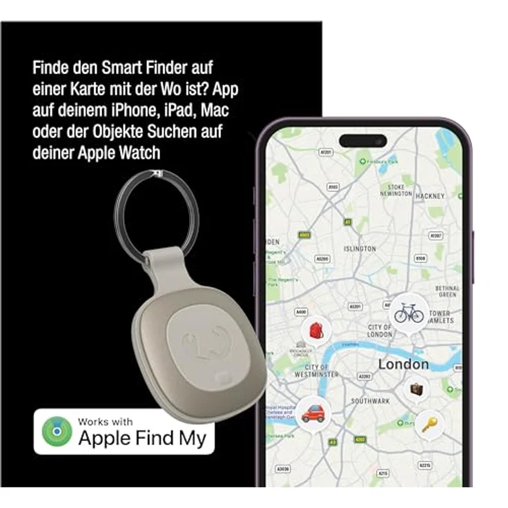 Fresh 'n Rebel Smart Finder - Funktioniert mit Apple Wo Ist? (IOS), Schlüsselfinder mit Lautsprecher, Smart Tag, IP67 Staub- und wasserdicht, 3-Pack (Silky Sand, Dive Blue, Safari Red) – Bild 2