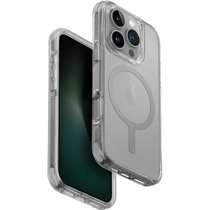 UNIQ Combat MagClick Ladeschutzhülle für iPhone 16 Pro, Steingrau - Schutz vor Stößen, Kratzfest, Magnetisch