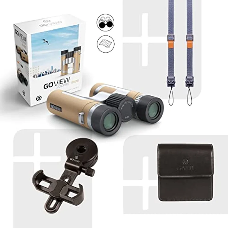 GoView ZOOMR 8x26 kleines, leichtes Fernglas (8-Fach Zoom, Magnesiumgehäuse, inkl. Smartphone-Adapter & Zubehör) Light Braun – Bild 4