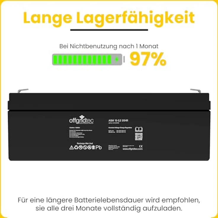 Offgridtec® AGM 2,2Ah 20HR 12V Solar Batterie Akku, extrem zyklenfest und wartungsfrei – Bild 7