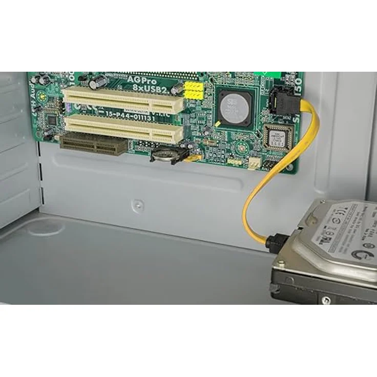 BIGtec BIG1997 0,2m HDD S-ATA Kabel gelb gerade/unten Kontakte vergoldet – Bild 6
