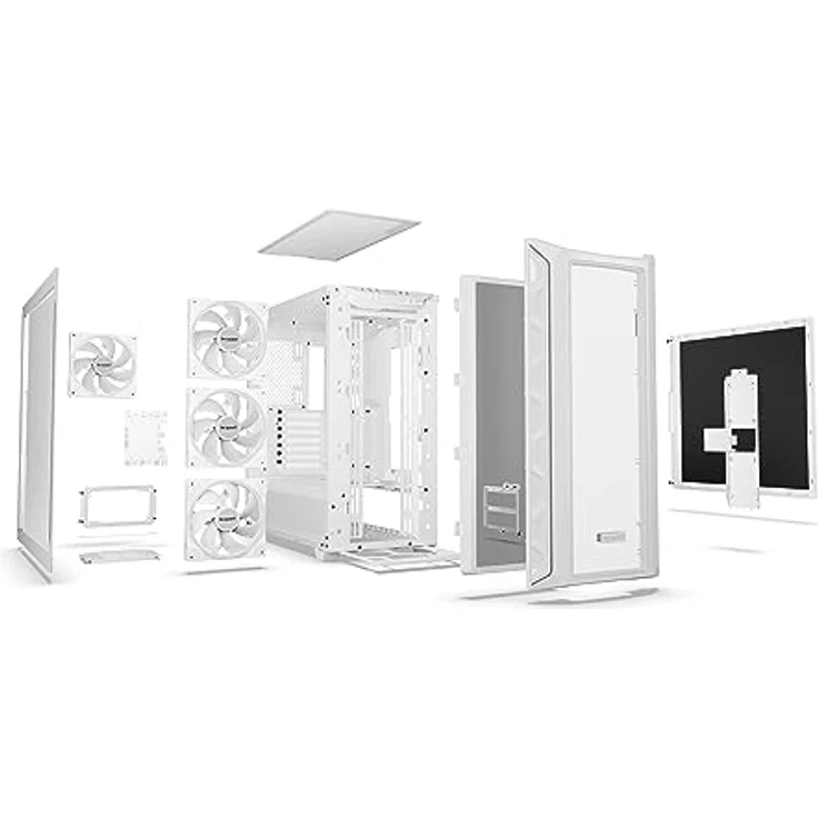 be quiet! Shadow Base 800 FX White PC-Gehäuse, Light Wings White 140mm PWM Lüfter, ARGB-Beleuchtung, USB 3.2 Gen. 2 Type C, maximaler Airflow, E-ATX Mainboard, 420mm Radiatoren, Glasseitenteil, BGW64 – Bild 3