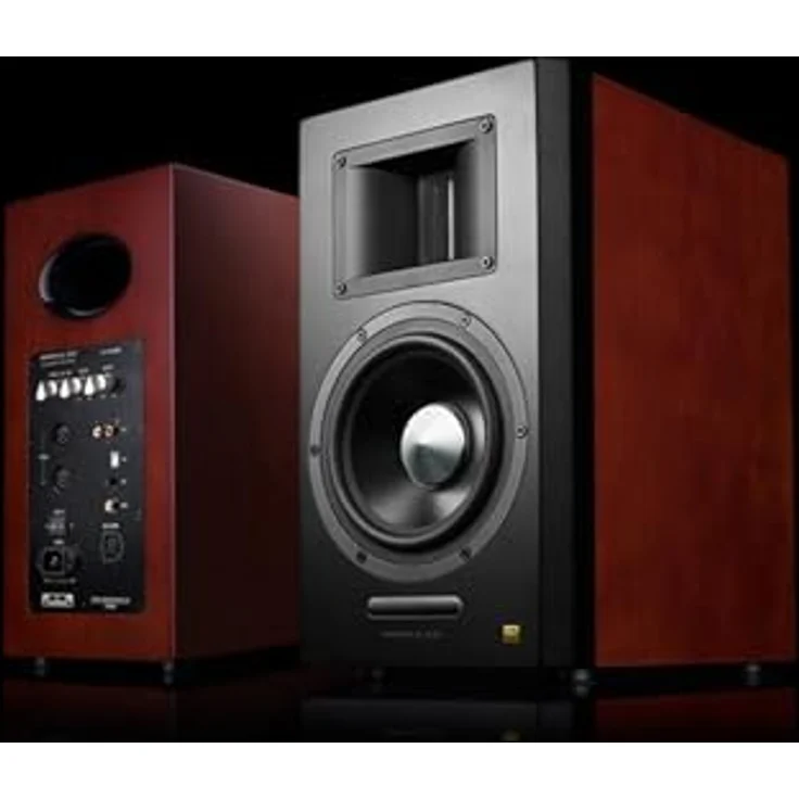 Airpulse EDIFIER AIRPULSE A300 - 2.0 Studiomonitore (160W) mit Bluetooth V5.0 (aptX), Bändchen-Hornhochtöner für präzise und klarste Höhen, vielseitige Anschlussmöglichkeiten, inkl. Fernbedienung, Kirschbaumfarben – Bild 2