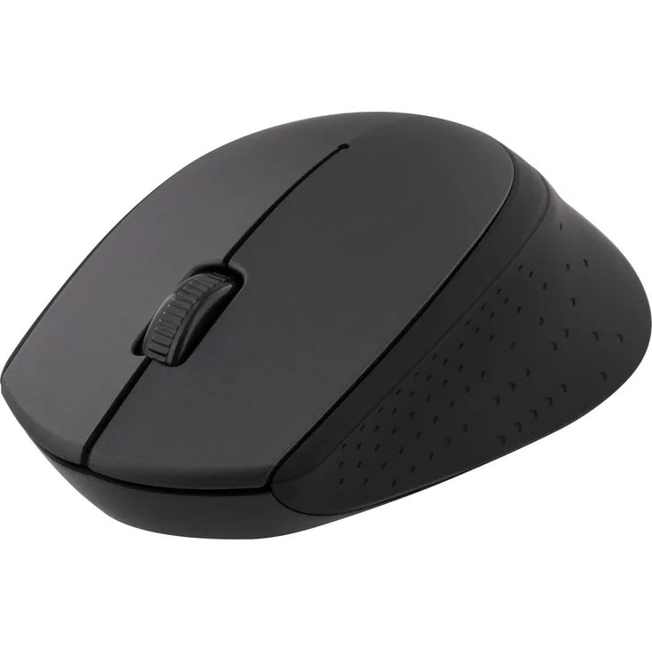 Deltaco MS-460, kabellose optische Maus mit 1200 DPI, ergonomisches Design für Rechtshänder, grau