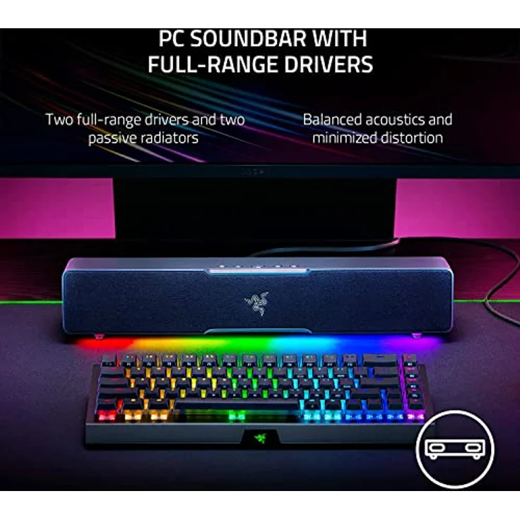 Razer Leviathan V2 X - PC-Gaming-Soundbar (PC-Soundbar mit Full-Range-Treibern, Kompaktes Format, Stromversorgung und Audio per USB Typ C, Bluetooth 5.0, Razer Chroma RGB) Schwarz – Bild 2