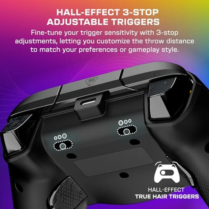 Turtle Beach Afterglow Wave Wired Controller, Gaming Controller mit dreistufig einstellbaren Hall-Effekt-Abzügen und RGB-Beleuchtung, Schwarz – Bild 2