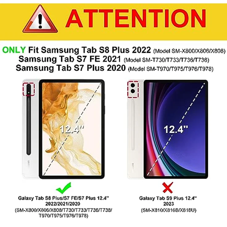 Fintie Tablet-Hülle für Samsung Galaxy Tab S8 Plus 2022/S7 FE 2021/S7 Plus 2020 12.4 Zoll, Multi-Winkel Folio Schutzhülle mit S Pen Halter, Dokumentschlitze und Auto Schlaf/Wach Funktion in verschiedenen Farben – Bild 3