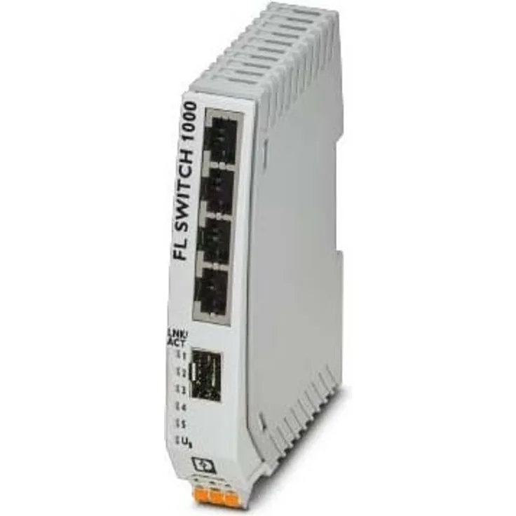 Phoenix 1085177 Industrial Ethernet Switch (4 Ports) - RJ45-Ports mit 10/100 MBit/s, SFP-Port mit 100 MBit/s, QoS, IP30, schmal - blau