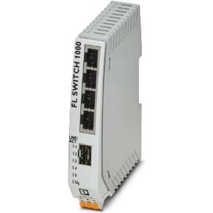 Phoenix 1085177 Industrial Ethernet Switch (4 Ports) - RJ45-Ports mit 10/100 MBit/s, SFP-Port mit 100 MBit/s, QoS, IP30, schmal - blau