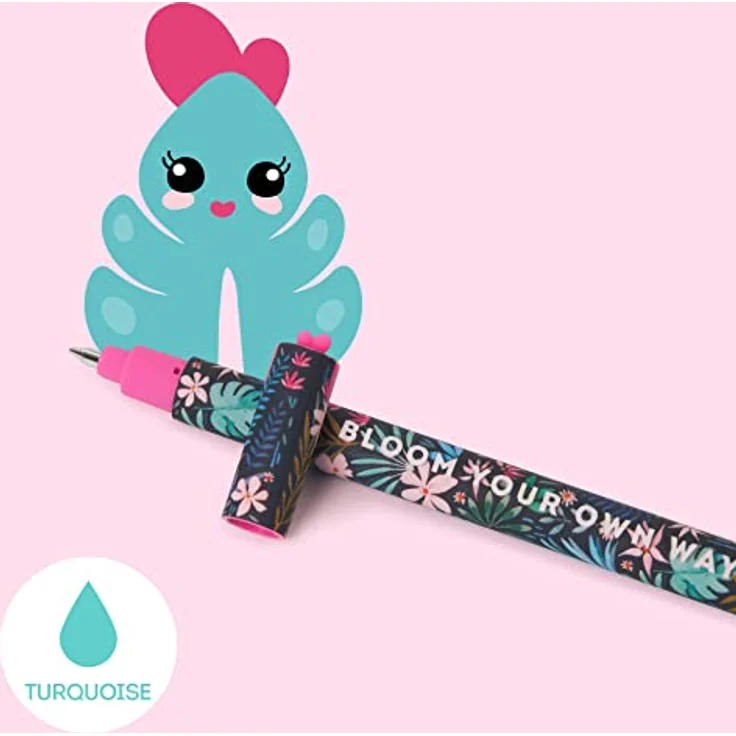 Legami Gelschreiber Flora, EP0012, löschbar, Gehäuse schwarz, 0,7mm, Schreibfarbe türkis – Bild 2