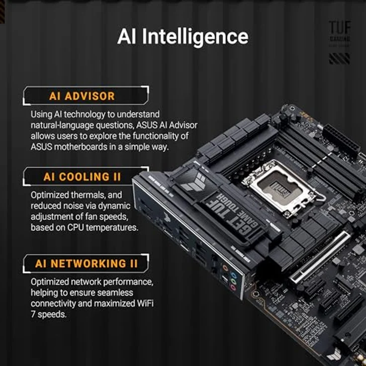 ASUS TUF Gaming Z890-PLUS WiFi Mainboard Intel LGA 1851 (ATX, PCIe 5.0, DDR5, Thunderbolt 4, 4X M.2, WiFi 7, Q-Release, Aura Sync) – Bild 2