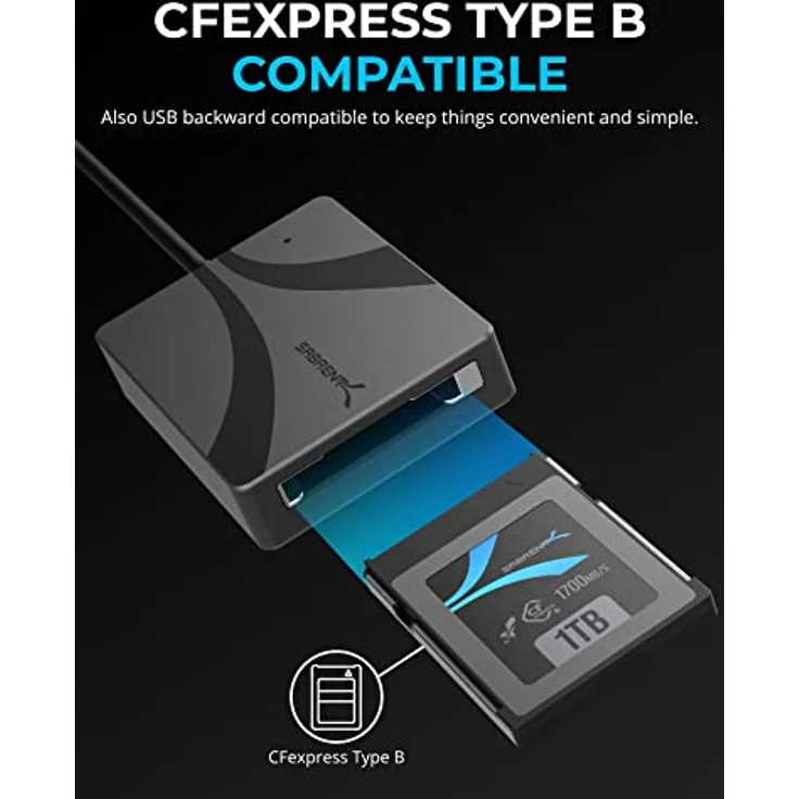 SABRENT CFexpress Typ B Kartenleser, USB typ C 3.2x2 auf CF Express speicherkartenleser, überträgt 950MBps Externe Kartenlesegeräte, cf-Express Kartenadapter für Fotografen, Videofilmer (CR-CFXB) – Bild 4
