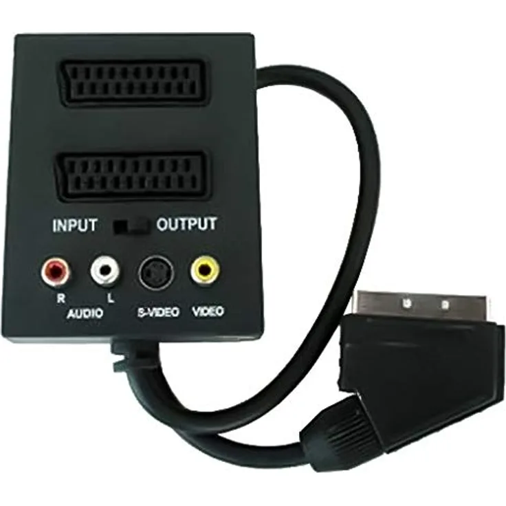 PremiumCord Adapter Scart/m-2Xcart + 3xCinch mit in/Out-Schalter