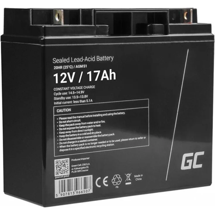 Green Cell AGM51 AGM 12V/17Ah VRLA AGM, Bleisäurebatterie in Schwarz – Bild 7
