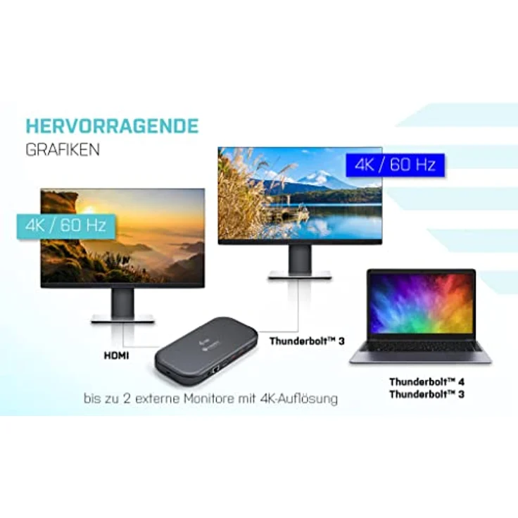 i-tec Thunderbolt 3 Dockingstation 2x4K mit 60W Stromversorgung - 1x Thunderbolt 3, 1x HDMI, 2X USB-A 3.2 Gen1, 3X USB-A 3.2 Gen2, 1x GLAN, 1x SD, 1x MicroSD, Audio/Mic – Bild 5