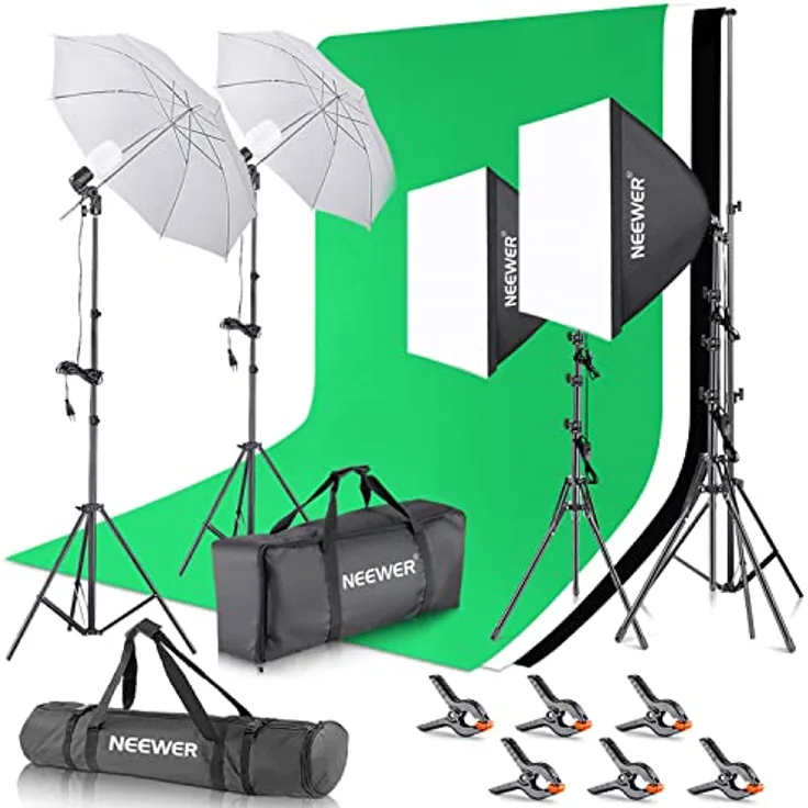 NEEWER Fotografie Lichtsset mit Hintergründen,8,5ft x 10ft Hintergrund Ständer,800W äquivalente 5700K LED Lampen Schirm Softbox kontinuierliche Licht,Foto Studio Geräte für Porträt Produktfotografie
