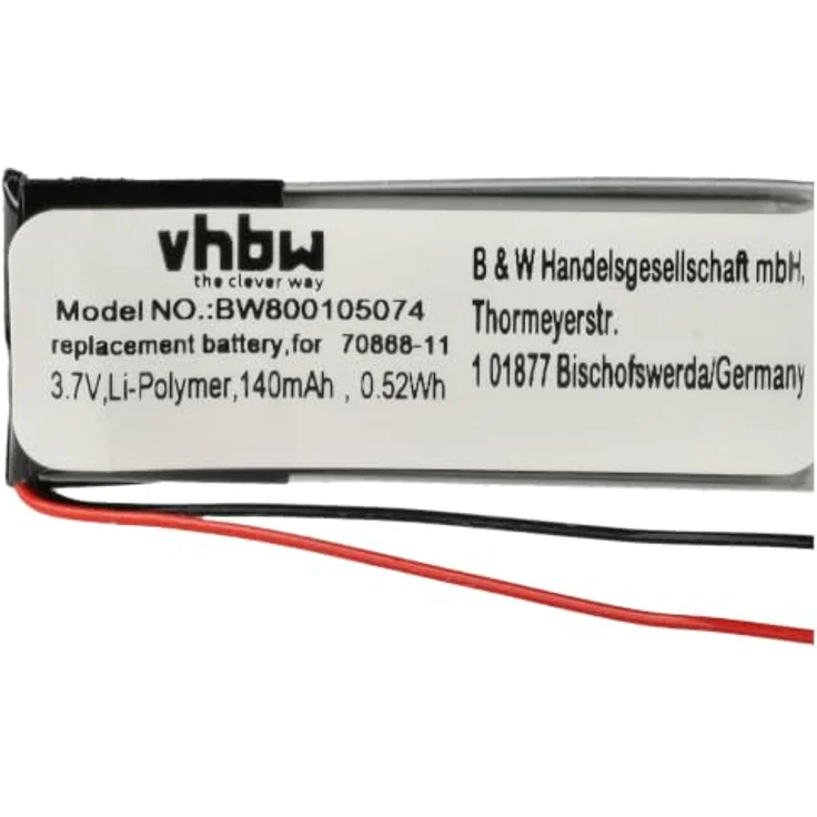 vhbw Akku Ersatz für Plantronics PA-PL002, 73366-01, 70868-01, 140 mAh, 3,7 V, Li-Polymer für Wireless Headset Kopfhörer – Bild 5