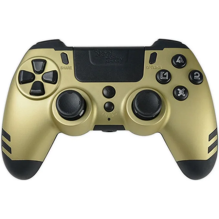 Steelplay Wireless MetalTech PS4 Controller Golden One Size, Rear Paddles, Dual Vibration, Metallic Design
