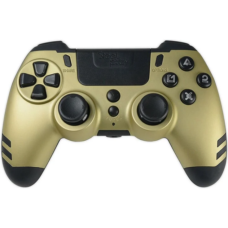 Steelplay Wireless MetalTech PS4 Controller Golden One Size, Rear Paddles, Dual Vibration, Metallic Design