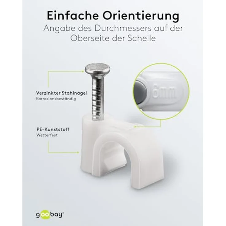 Goobay 17078 Kabelschelle für Kabel mit Kabeldurchmesser bis max. 6,0 mm weiß (100 Stück) - Preisvergleich – Bild 4