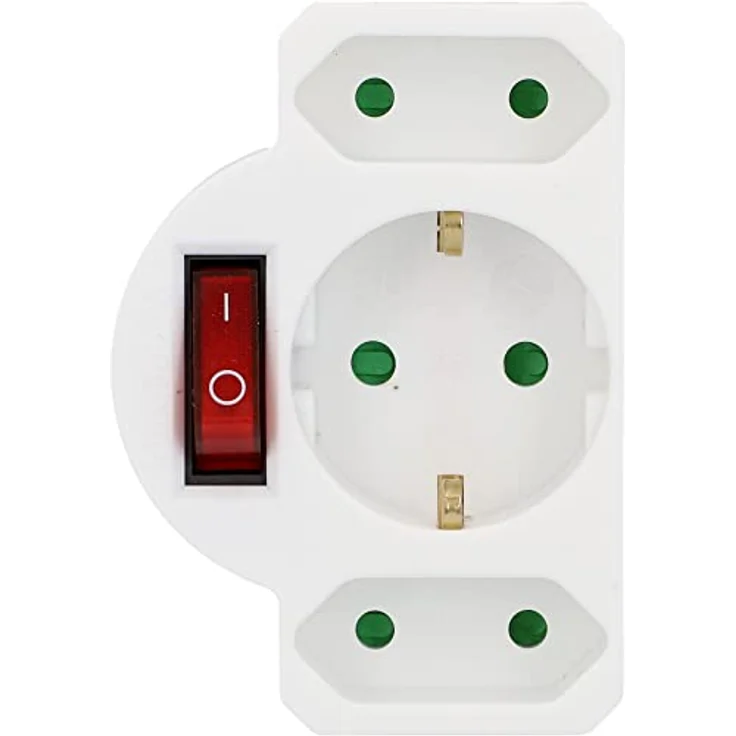 Unitec Zwischenstecker mit 1x Schuko und 2x Euro Schalter, mit beleuchtetem Schalter, weiß, lose – Bild 2