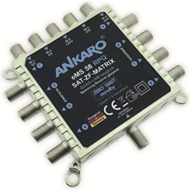 Ankaro Multischalter eMS 58 RPQ Quad und Quattro LNB tauglich- stromsparend mit ZERO-Watt Standby-Funktion