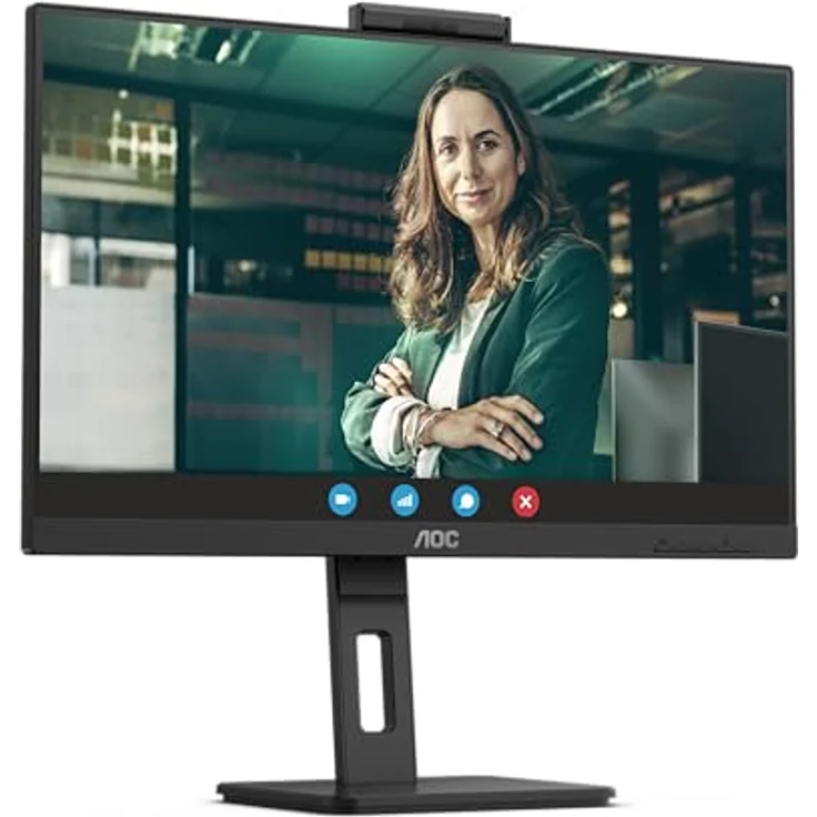 AOC 24P3QW - 24 Zoll Full HD Monitor, Webcam, höhenverstellbar, Lautsprecher, schwarz - 2 MP, 75 Hz, HDMI, DisplayPort, USB Hub – Bild 3