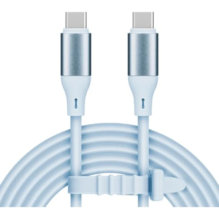 Kruger&Matz USB-C Kabel 1m Blau, Power Delivery, 100W, Silikon, 480 Mbps Datenübertragung – Bild 2