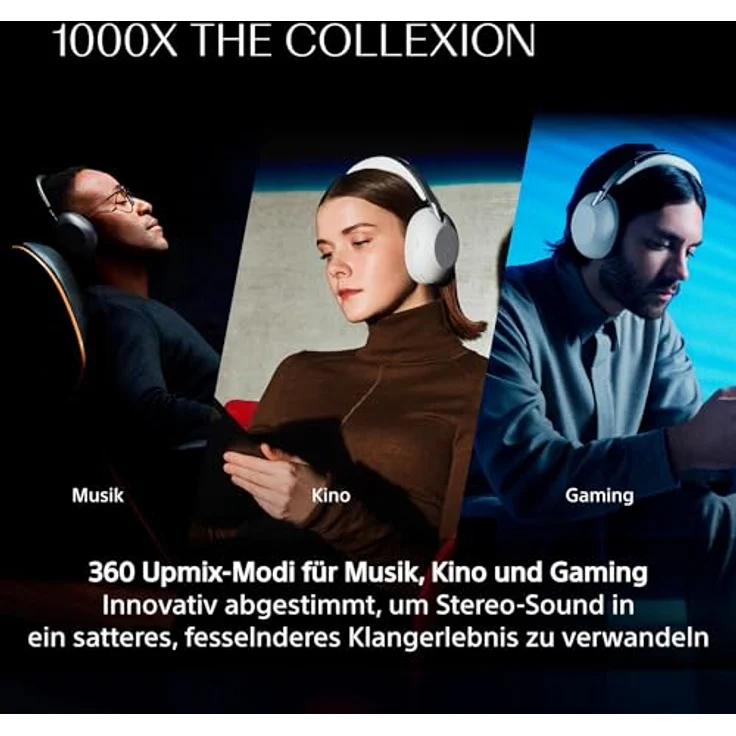 Sony 1000X THE COLLEXION, Flaggschiff kabellose Bluetooth-Over-Ear-Kopfhörer mit Hi-Res-Sound, Noise Cancelling, 360 Spatial Audio, kompatibel mit iOS & Android – Schwarz – Bild 4