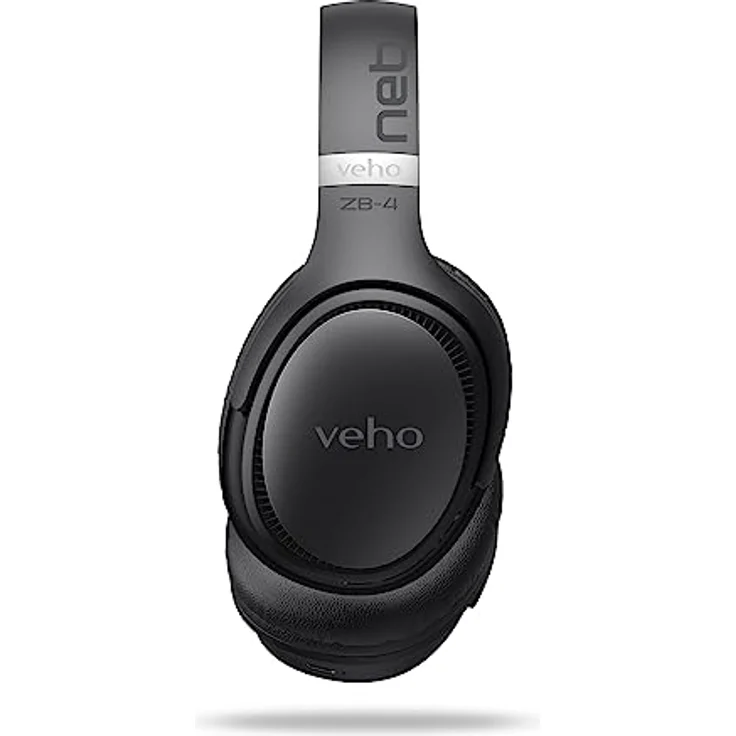 Veho ZB-4, Kabellose Over-Ear-Kopfhörer mit Mikrofon, 36h Spielzeit, 5.3 Bluetooth, 44mm Treiber, USB-C Laden, schwarz – Bild 2