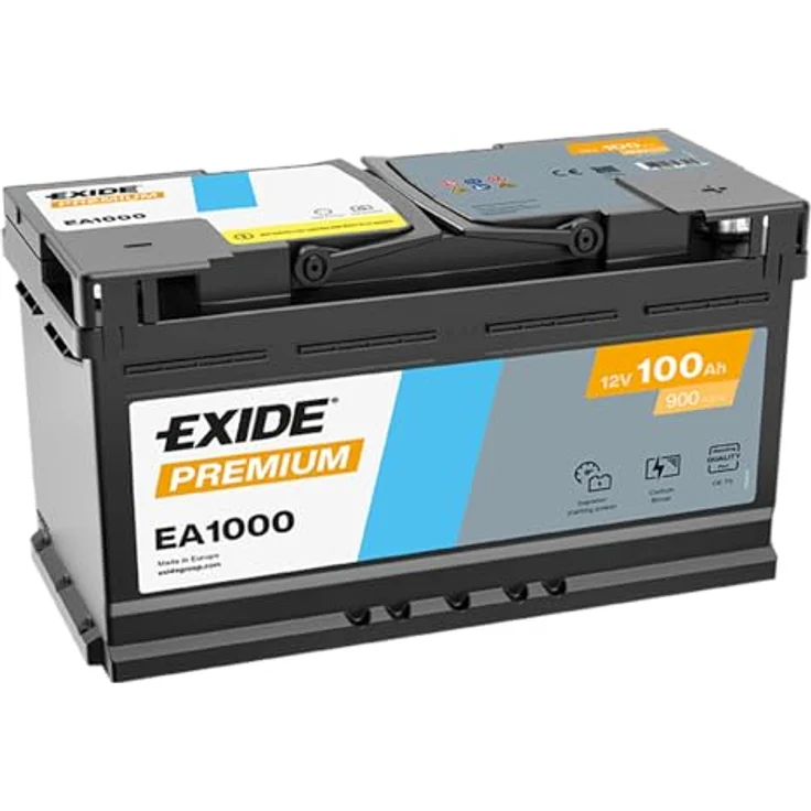 Exide EA1000 Premium Carbon Boost 12V 100Ah 900A Autobatterie, wartungsfrei mit hohem Kälteprüfstrom – Bild 1