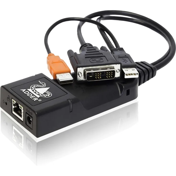 Adder ADDERLink Infinity 100T-DVI, KVM Switch, IP-basiert, 1920x1200 bei 60Hz, USB 2.0, Zero U-Größe