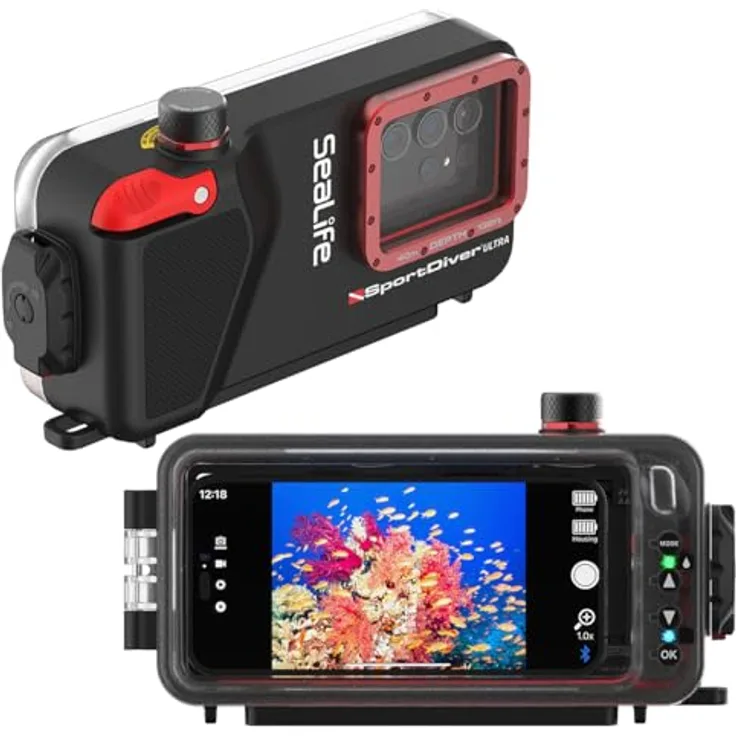 SeaLife SportDiver Ultra Unterwasser-Smartphone-Tauchgehäuse für iPhone 8 und höher, wasserdicht bis 39,6 m, blau