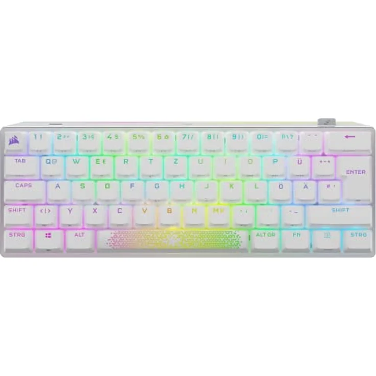 Corsair K70 PRO MINI Wireless RGB 60% Mechanische Gaming-Tastatur (Superschnelles Sub-1-ms-Wireless, Cherry MX Speed-Tastenschalter, PBT-Double-Shot-Tastenkappen) DE Layout, QWERTZ - Weiß – Bild 1