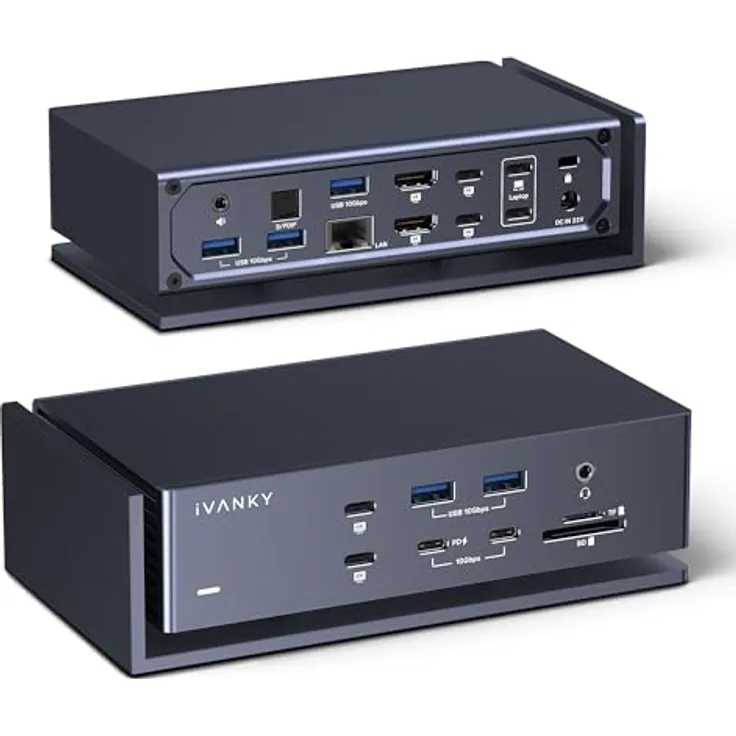 iVANKY 20-in-1 FusionDock Max 1 Dual Thunderbolt 4 Dock, Quad 6K@60Hz Monitor MacBook Docking Station in Space Grey