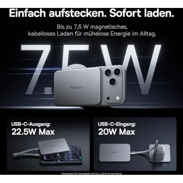 Baseus Picogo Air AM71, 0.69cm Ultra Slim 5000mAh MagSafe Powerbank mit USB-C, 22.5W Fast Charging, CCC zertifiziert, kompatibel mit iPhone 17/16/15/14/13/12 – Bild 4