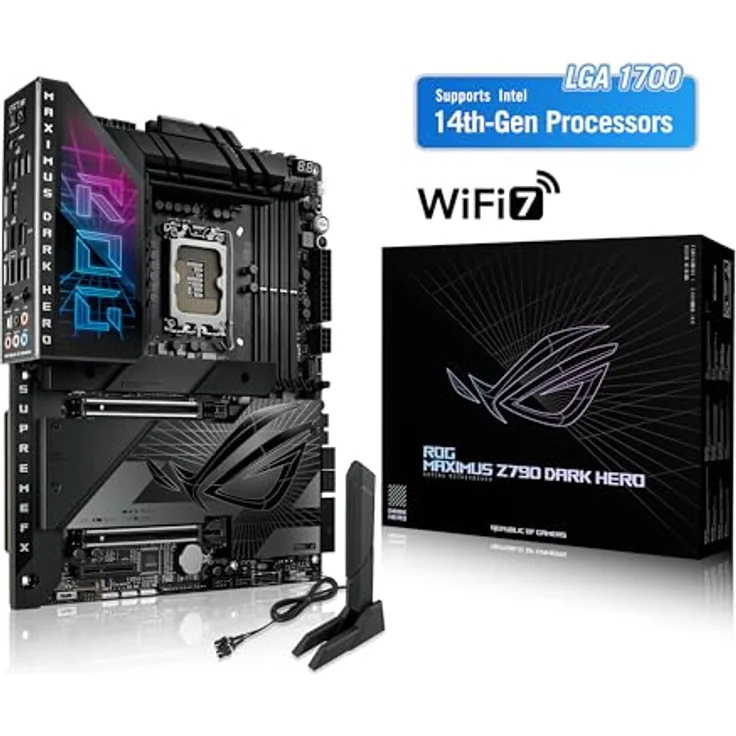 ASUS ROG MAXIMUS Z790 DARK HERO Gaming Mainboard Sockel Intel LGA 1700 (ATX, DDR5, WiFi 7, 5x M.2, PCIe 5.0, Thunderbolt 4, Aura Sync) – Bild 2