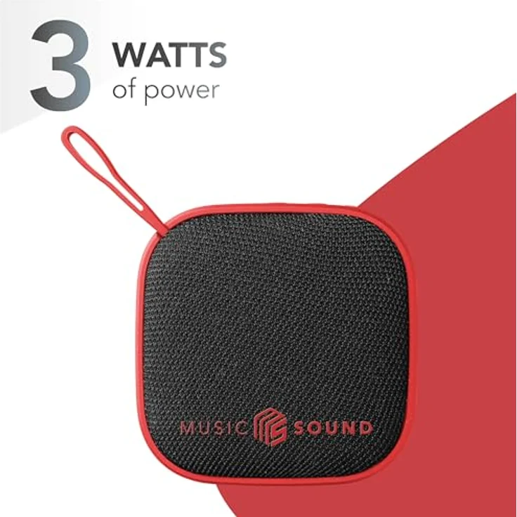 Music Sound MINI Bluetooth-Lautsprecher, 3-Watt-Leistung, 4 Stunden Spielzeit, kompakt und tragbar, weiche Stoffoberflächen, rot – Bild 2