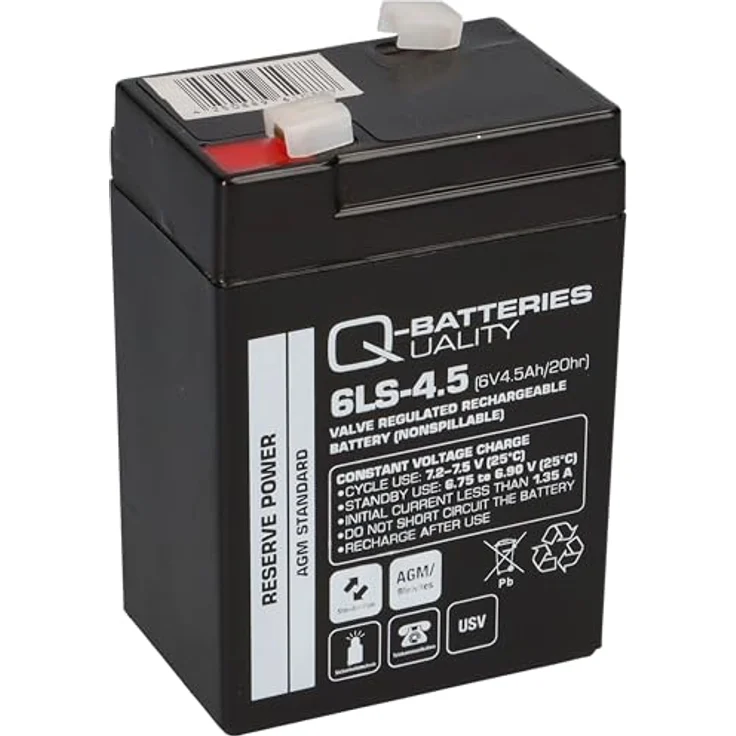Akkuman.de Set - Bleiakku und Ladegerät - 6V 4,5Ah Q-Batteries Akku 0,6A Lader - Sicherheitstechnik, Brandmeldetechnik, Alarmtechnik – Bild 2