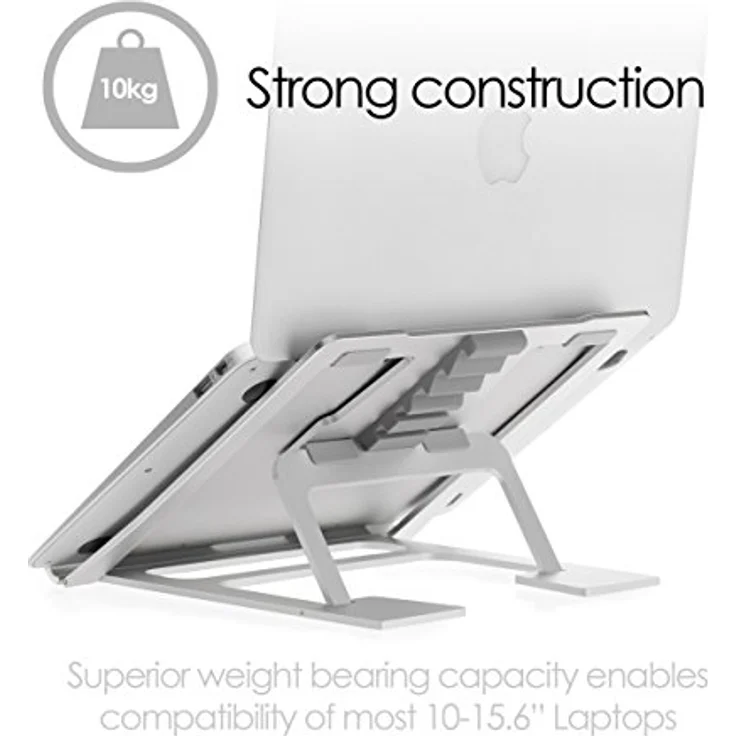 Desire2 Laptopständer Computer Stand Aluminium Tragbar Travel Riser Zusammenklappbar Verstellbar 6 Betrachtungswinkel Kompatibel mit Notebook, Laptop und MacBook bis 15 Zoll - Silber – Bild 5