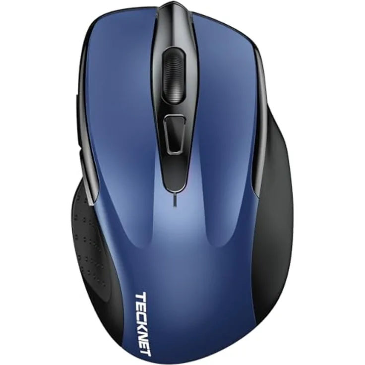 TECKNET Bluetooth Maus M4800, Kabellos Ergonomische Maus mit 4800 DPI, Tri-Modi: BT 5.0/3.0+2.4G, 30 Monate Batterielaufzeit, Leise Funkmaus für Laptop PC, Windows, Mac OS, Android