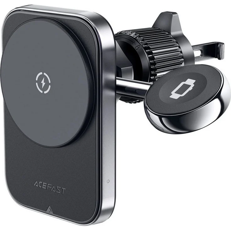 Acefast D18 Autohalterung mit MagSafe + USB-A USB-C-Kabel - Schwarz Induktions-Ladegerät