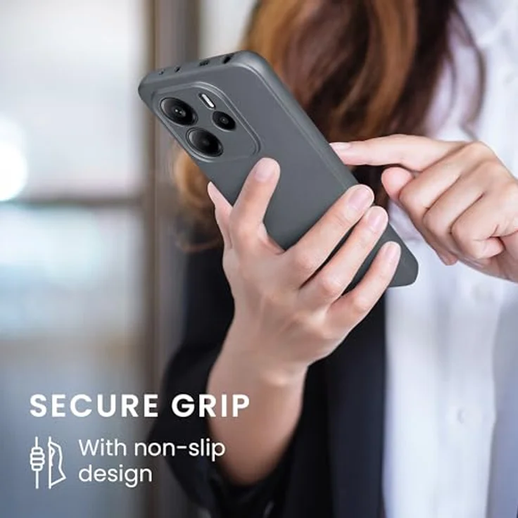 kwmobile Handyhülle für Xiaomi Redmi Note 14 4G - weiche Silikon Case in metallic grau, rutschfest und reißfest, präzise Ausschnitte für Kamera – Bild 4