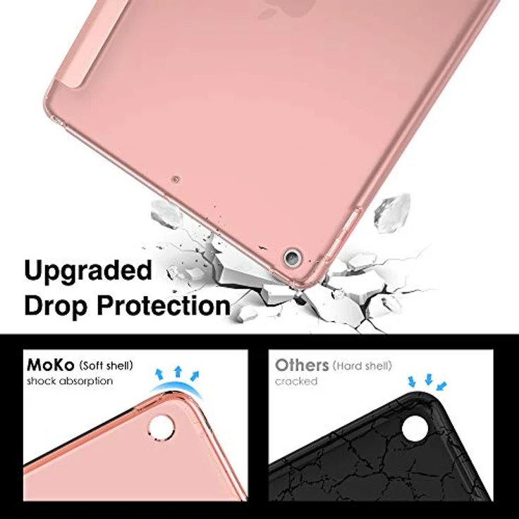 MoKo Dünne TPU Hülle für Neu iPad 10.2 2019, Smart Case Schutzhülle mit weicher Transluzent Rückseite Backcover Auto Schlaf/Wach Funktion für iPad 7. Gen 10.2'' 2019 Tablet - Rose Gold – Bild 3