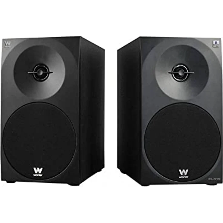 Woxter Dynamic Line 410 BT - Stereo 2.0 (150W Leistung, Bluetooth, Holz, 4, Woofer, 2 Hochtöner, 3,5 mm, RCA, Bassreflex-Control (Lautstärke, Höhen, Bass) Lautsprecher, Schwarze Farbe – Bild 4