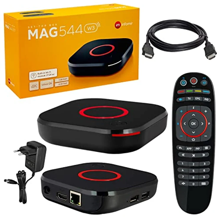 MAG 544w3 Original Infomir & hb-digital 4K IPTV Set Top Box Multimedia Player Internet TV IP Receiver UHD 60FPS 2160p@60 FPS HDMI 2.1 4K- und HEVC-Unterstützung USB3.0 4X ARM Cortex-A35 + HDMI Kabel – Bild 3