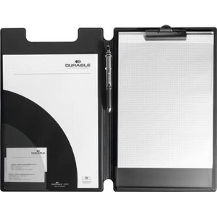 Durable Klemmbrettmappe 233201, A4+, Kunststoffbezug, mit Stiftehalter, schwarz – Bild 1